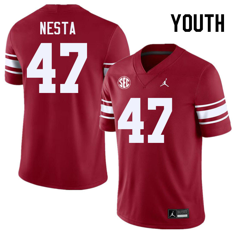 Youth #47 James Nesta Oklahoma Sooners 2024 SEC Conference College Football Jerseys-Throwback